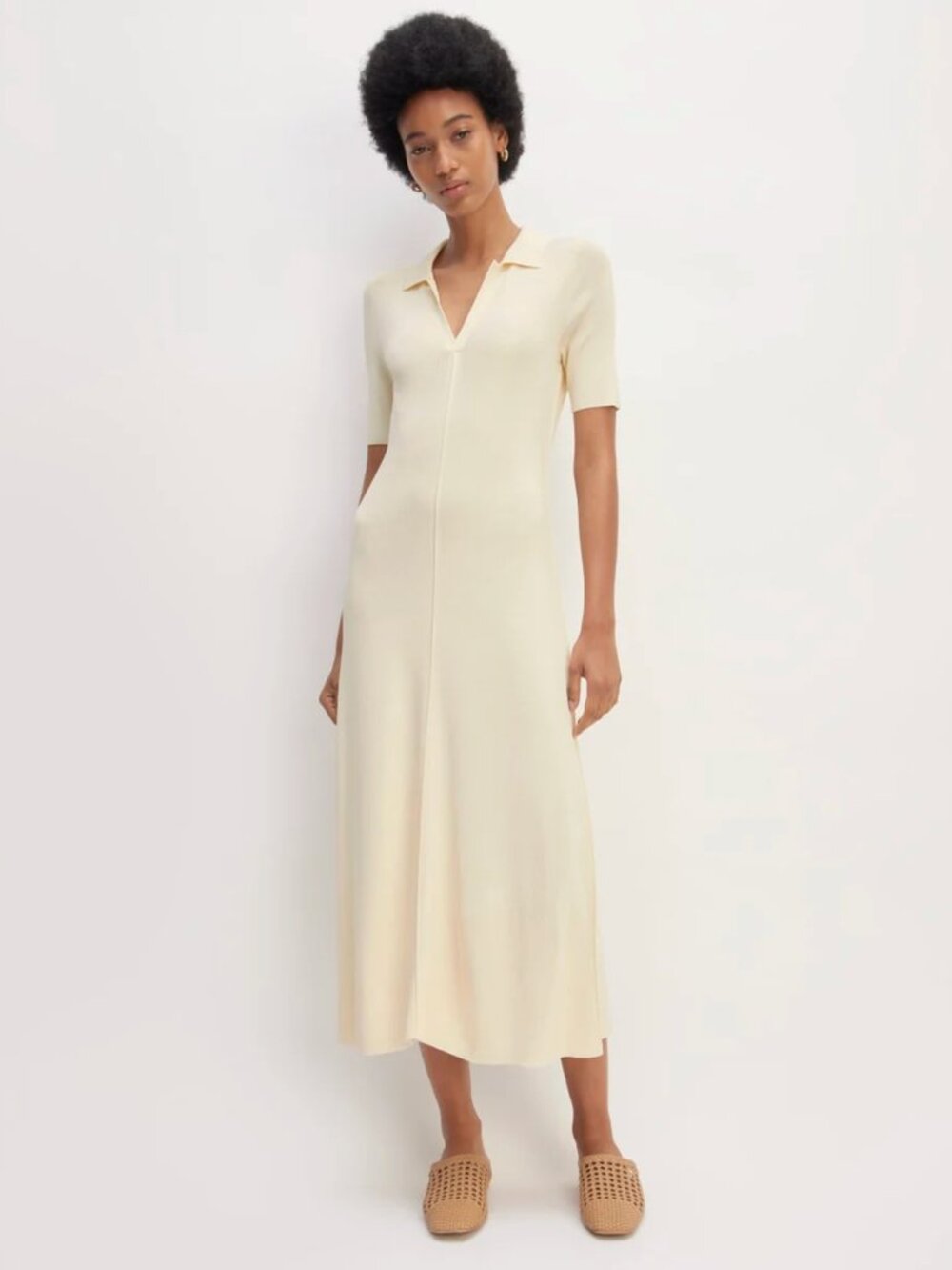 NWOT Everlane The Viscose Knit Polo Midi Dress, size S